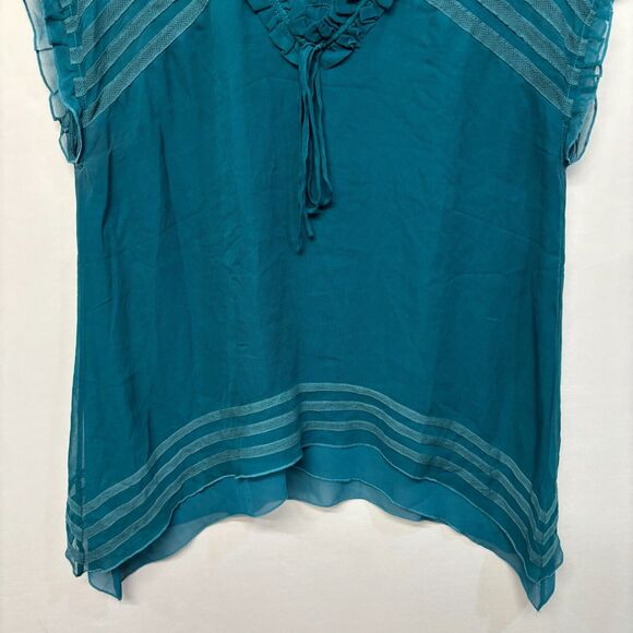 Sundance Women Sheer Ruffle 100% Silk Blouse Top Shirt Size Medium C037 -6 - Picture 8 of 14